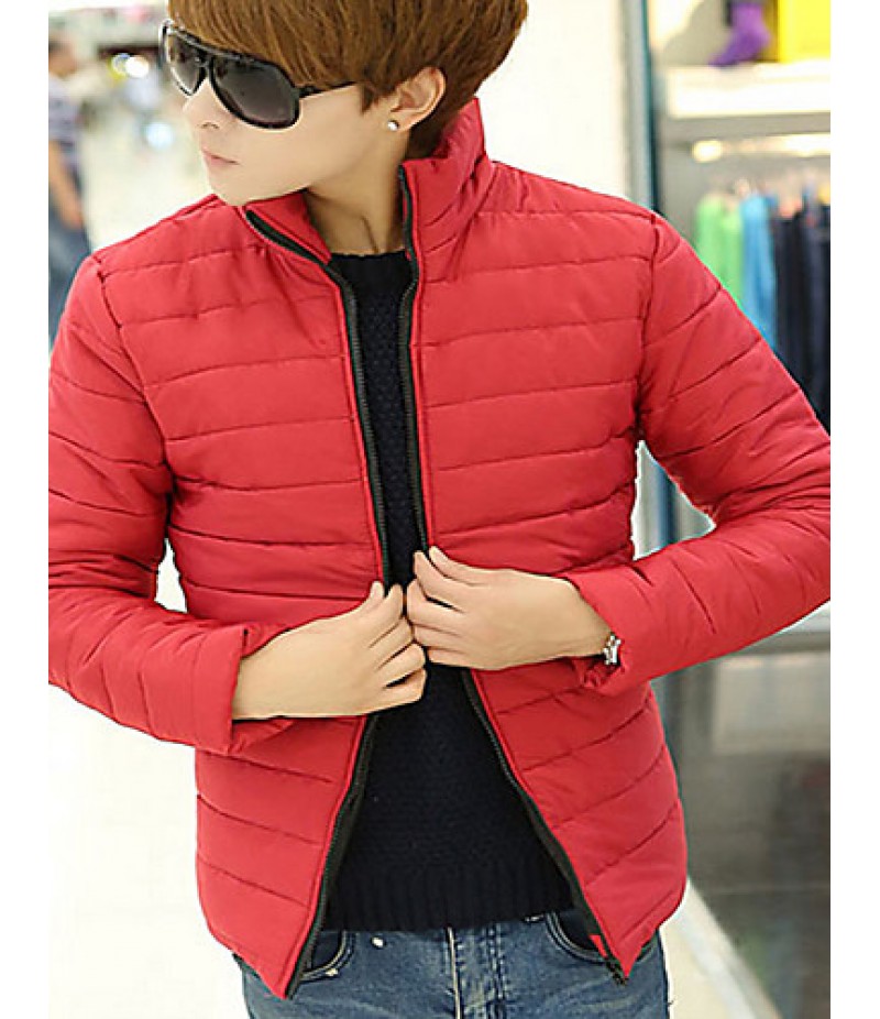 Men's Regular Padded Coat,Cotton Solid Short Sleeve