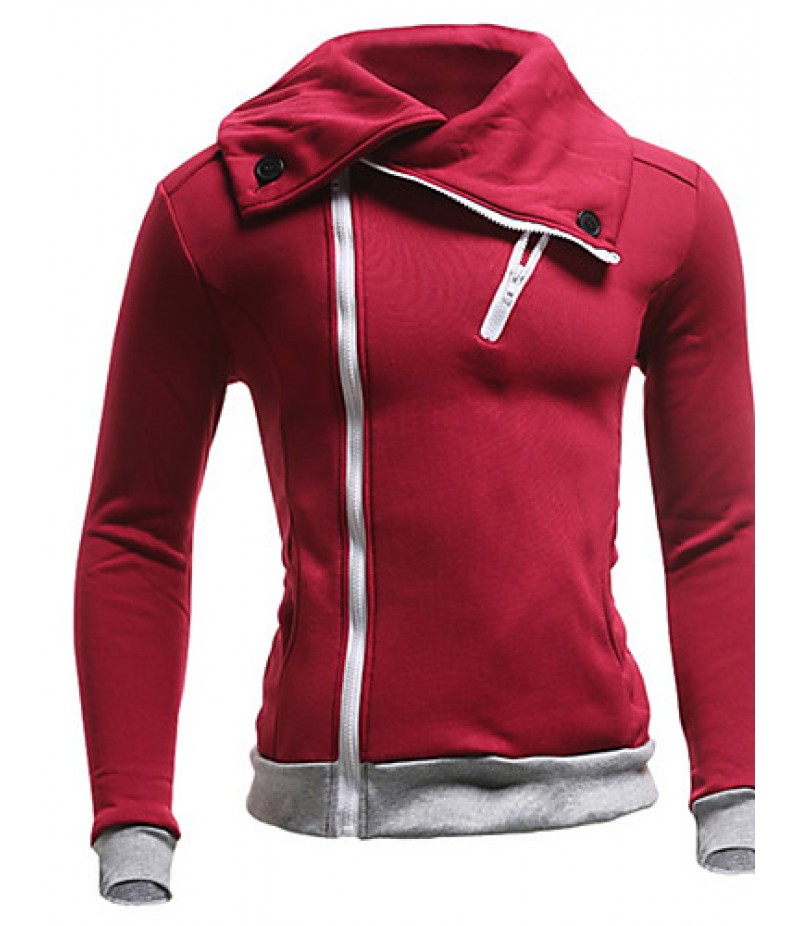 Men's Casual/Daily / Sports Active Regular Hoodies,Solid Red / White / Black / Gray / Purple Peter Pan Collar Long Sleeve Cotton Fall