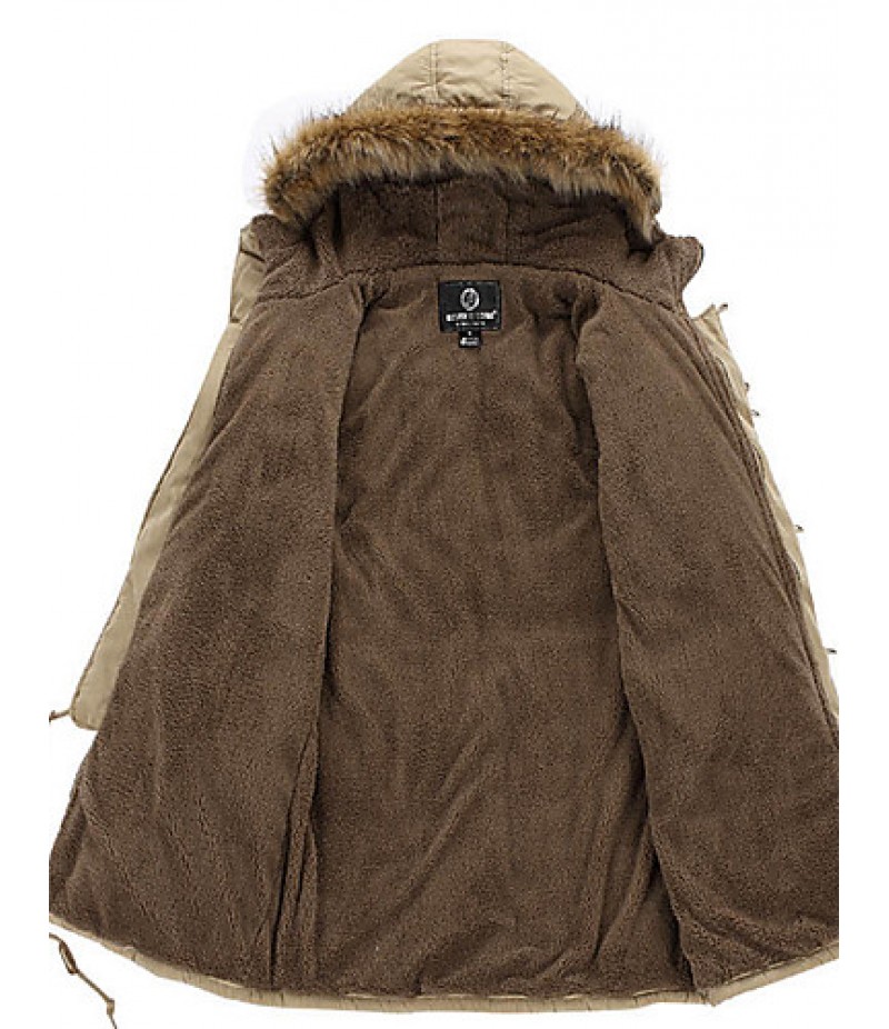 Men's Long Parka Coat , Cotton Pure Long Sleeve