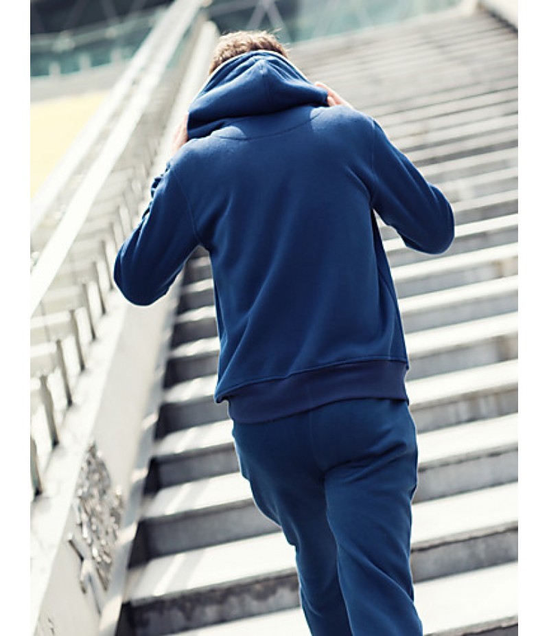 Men's Casual/Daily / Sports / Going out Active / Street chic Activewear Set,Solid Round Neck Micro-elastic Cotton / Polyester Long Sleeve