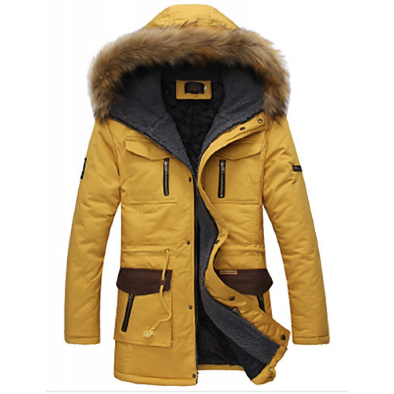 Men's Long Parka Coat , Cotton Pure Long Sleeve