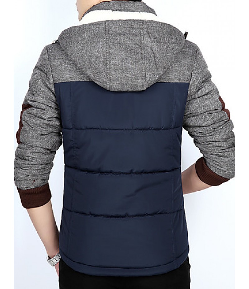 Men's Regular Padded Coat,Polyester Solid Long Sleeve