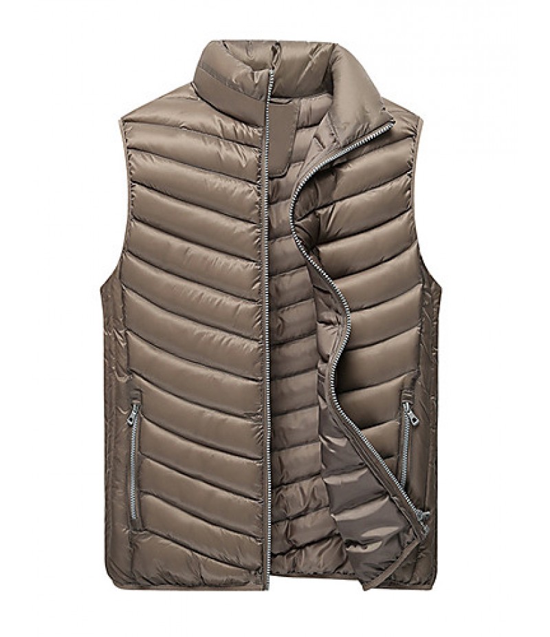 Men's Regular Padded Vest Coat,Polyester Solid Sleeveless Winter Vest k256