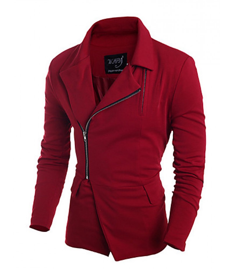 Men's Solid Casual Trench coat,Others Long Sleeve-Black / Red / Gray