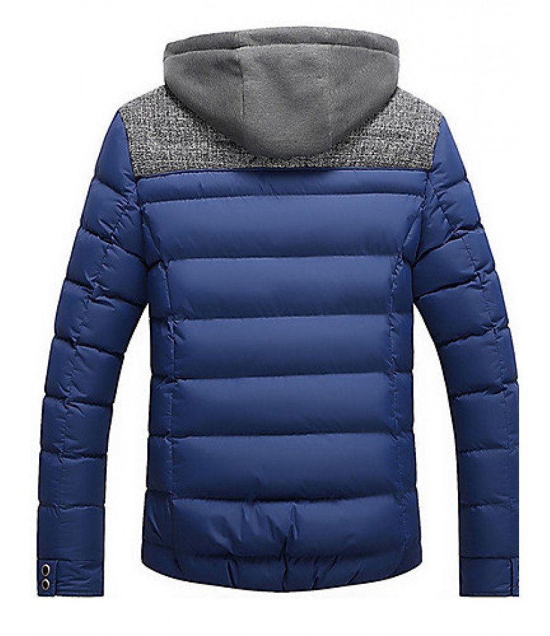 Men's Regular Padded Coat,Polyester Solid Long Sleeve