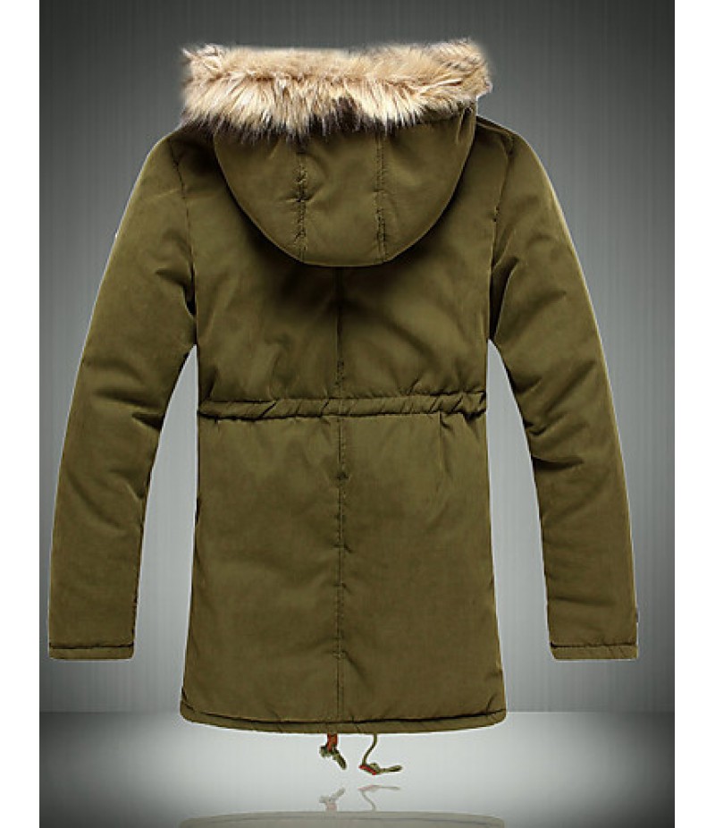 Men's Regular Padded Coat,Polyester Solid Long Sleeve