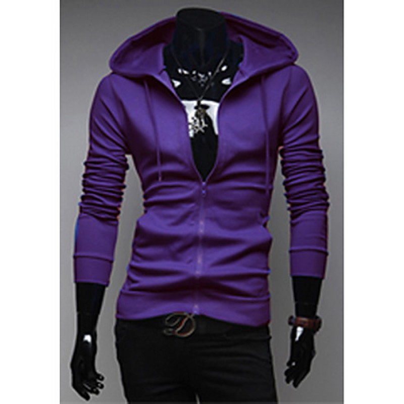 Men's Casual/Daily / Sports Active Regular Hoodies,Solid Blue / Red / White / Black / Gray / Orange / Yellow / Purple Hooded Long Sleeve