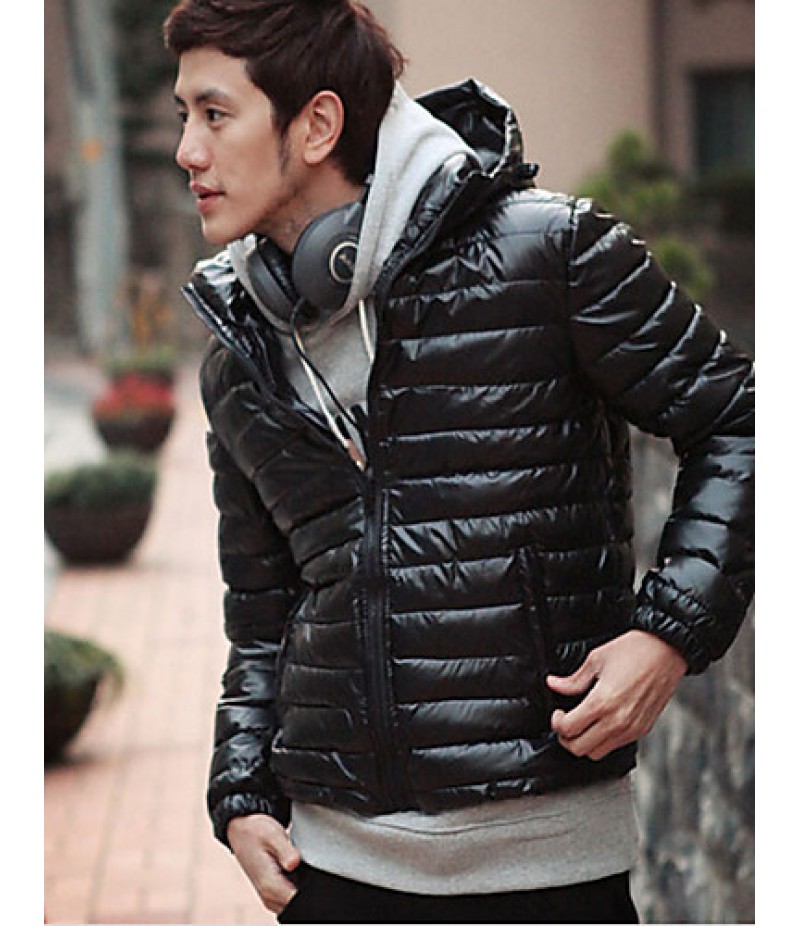 Men's Regular Padded Coat,Cotton Solid Long Sleeve