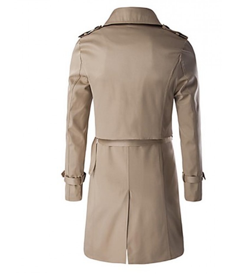 Men's Solid Casual / Work Coat,Cotton Long Sleeve-Black / Brown / Gray