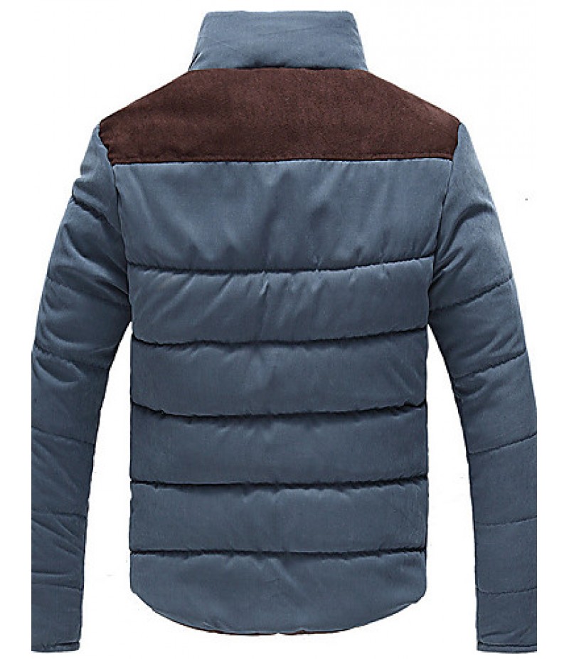 Men's Regular Padded Coat,Cotton Solid Long Sleeve