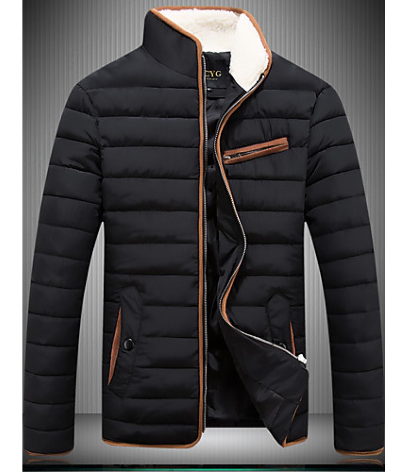 Men's Regular Padded Coat,Spandex Solid Long Sleeve