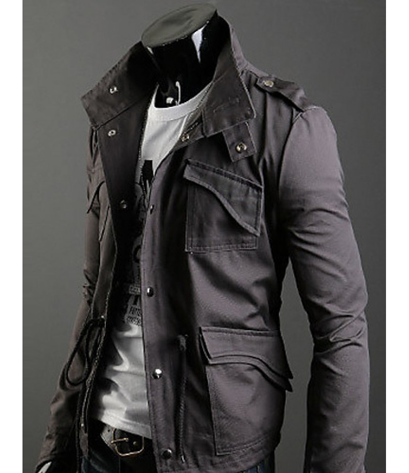 Trendy Autumn Winter Slim Trench Coat Men Cotton Zipper Outerwear Keep Warm Comfortable Jackets Plus Size GESE1