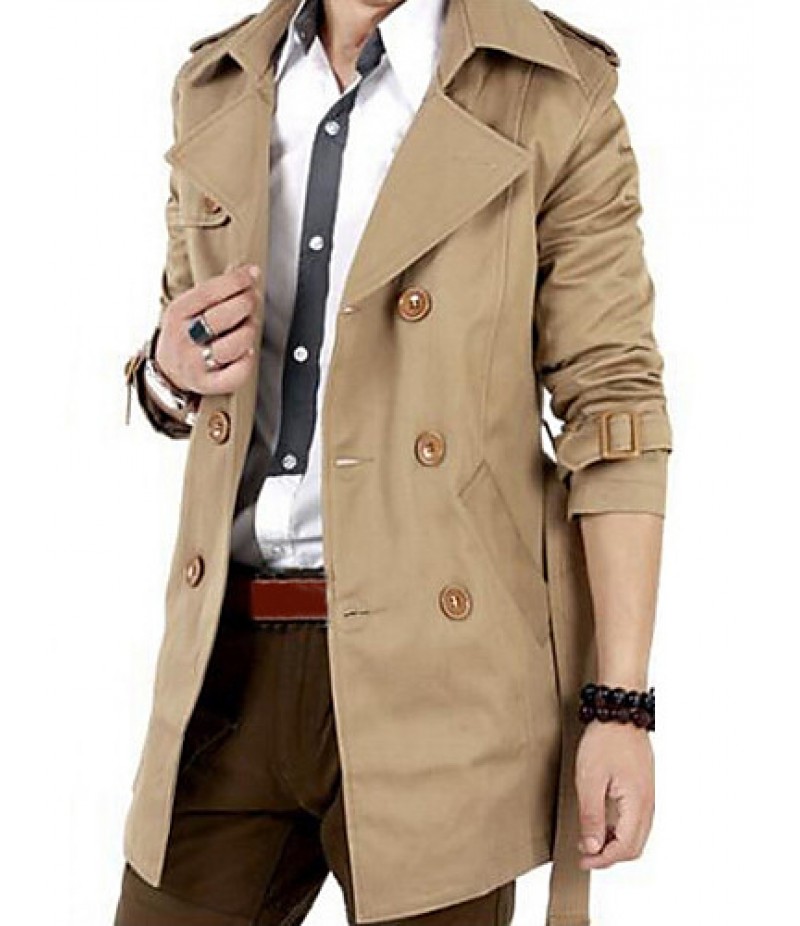 Men'sBritish Style Leisure Slim Long Sleeve Long Trench coat , Pure