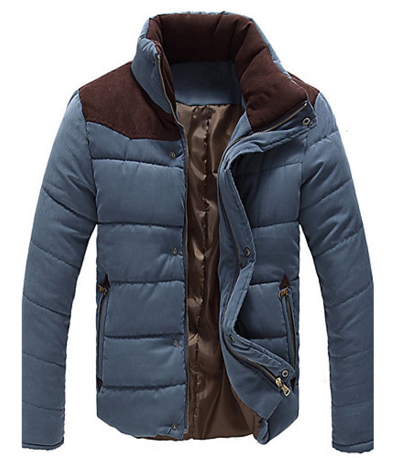 Men's Regular Padded Coat,Cotton Solid Long Sleeve